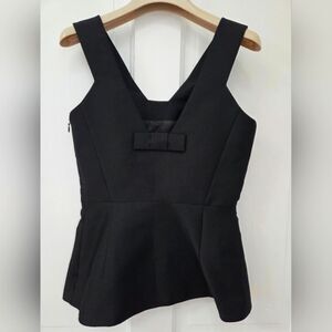 Kate Spade Structured Peplum Side Zip Bow Front Sleeveless Top 0